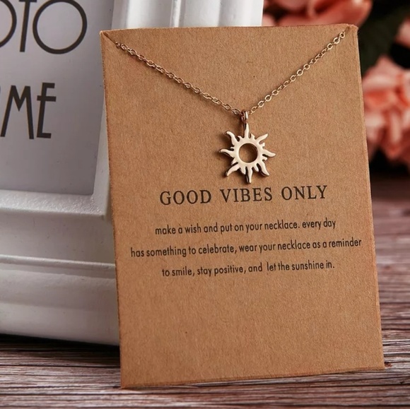 Inspirational Message Necklace Jewelry - Good Vibes Only - Sun Necklace